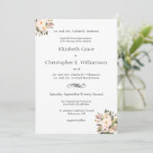 Rosa Blumengrün Traditionelle feierliche Hochzeit Einladung (Stehend Vorderseite)