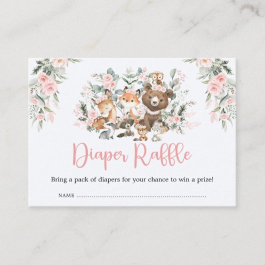 Rosa Blumengrün Waldland Windelwölfe Begleitkarte (Vorderseite)