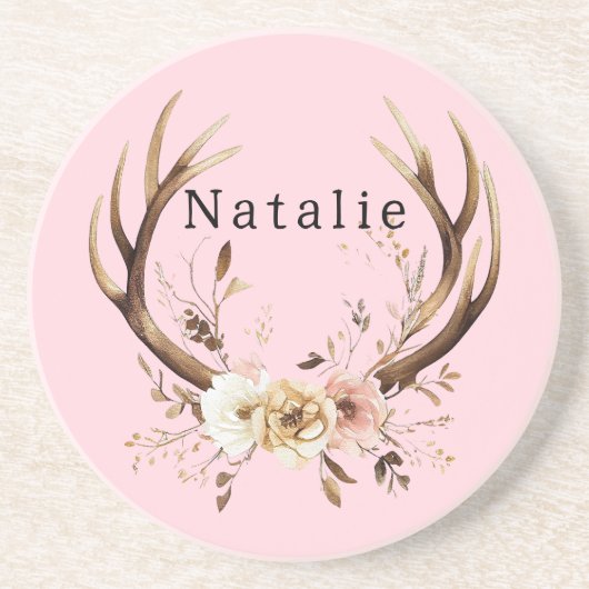 Rosa Blumenhändler Personalisiert Getränkeuntersetzer (Vorne)
