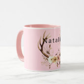 Rosa Blumenhändler Personalisiert Tasse (Vorderseite Links)