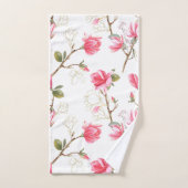 Rosa BlumenhandtuchSet, Hübsche rosa Blume Badhandtuch Set (Handtuch)