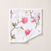 Rosa BlumenhandtuchSet, Hübsche rosa Blume Badhandtuch Set (Waschlappen)