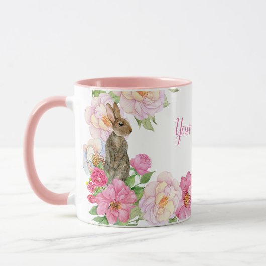 Rosa Blumenhase Tasse (Links)