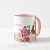 Rosa Blumenhase Tasse (VorderseiteRechts)