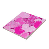 Rosa Blumenherzen Muster Fliese (Seite)