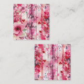 Rosa Blumenherzen Valentine Quadratische Visitenkarte (Vorne/Hinten)