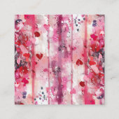 Rosa Blumenherzen Valentine Quadratische Visitenkarte (Rückseite)