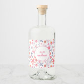 Rosa Blumenhochzeit Alkoholflaschenetikett (Vorderseite)