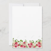 Rosa Blumenhochzeit Begrüßungszeichen Einladung (Rückseite)