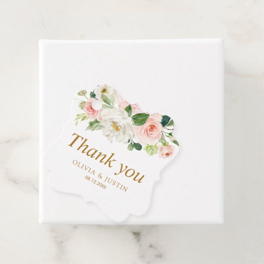 Rosa Blumenhochzeit Dankeschön Geschenkanhänger (Beispiel)