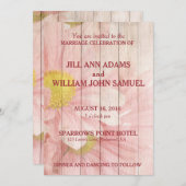 Rosa Blumenhochzeit Einladung (Vorne/Hinten)