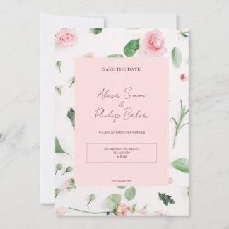 Rosa Blumenhochzeit Einladung