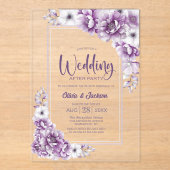 Rosa Blumenhochzeit nach dem Party Acryleinladungen (Vorderseite)