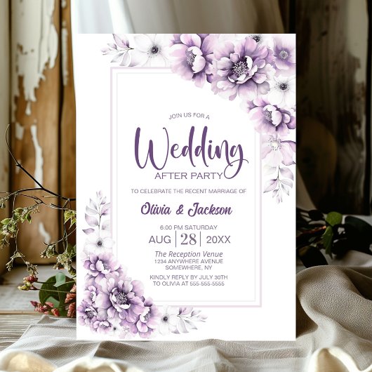 Rosa Blumenhochzeit nach dem Party Einladung