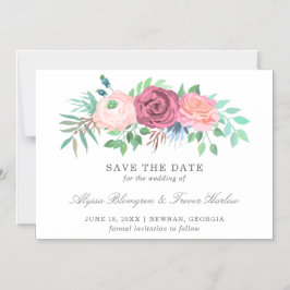 Rosa Blumenhochzeit ohne Foto Save the Date Magneteinladung