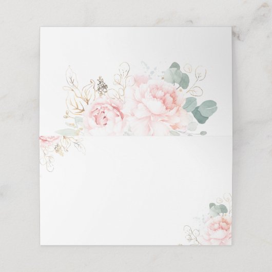 Rosa Blumenhochzeit Platzkarte (Außenseite Aufgefaltet)