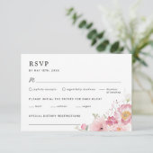 Rosa Blumenhochzeit RSVP Karte (Stehend Vorderseite)