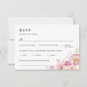 Rosa Blumenhochzeit RSVP Karte