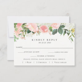 Rosa Blumenhochzeit RSVP mit Wahlkarte Karte