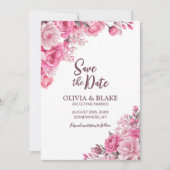Rosa Blumenhochzeit Save The Date (Vorderseite)
