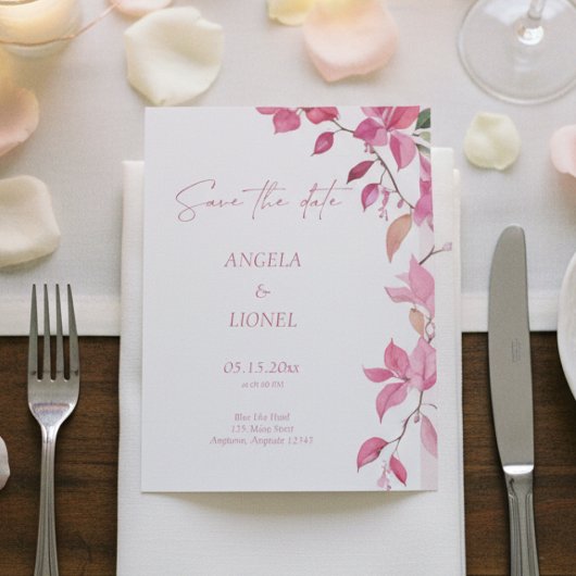 Rosa Blumenhochzeit Save The Date