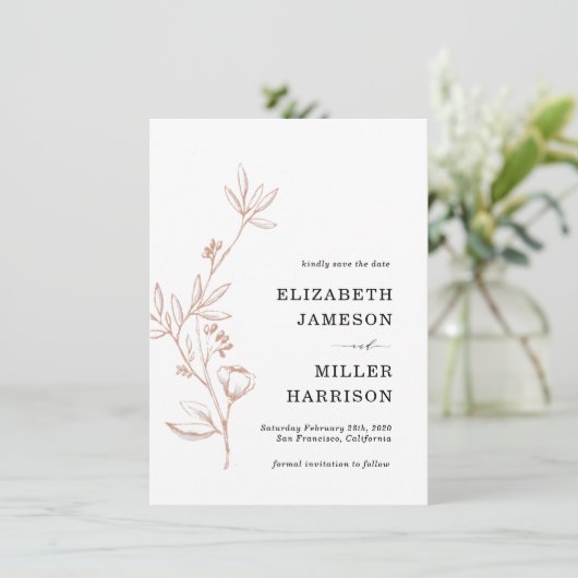 Rosa Blumenhochzeit Sichern Sie die Ankündigung (Stehend Vorderseite)