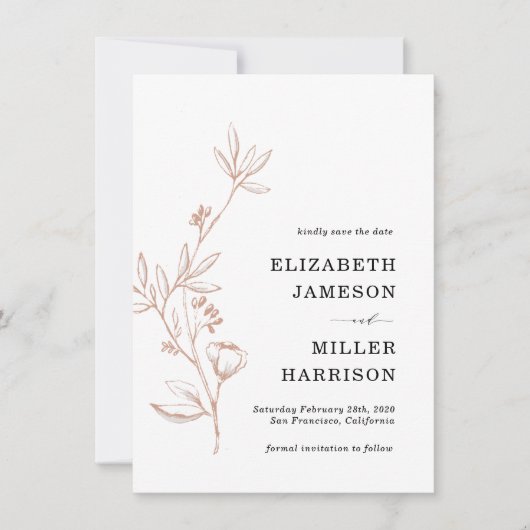 Rosa Blumenhochzeit Sichern Sie die Ankündigung (Vorderseite)