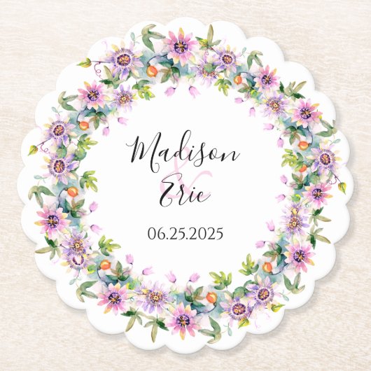 Rosa Blumenhochzeit Untersetzer (Vorderseite)