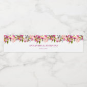 Rosa Blumenhochzeit Wasserflaschenetikett (Einzelnes Label)