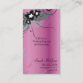 Rosa Blumenhochzeits-elegantes Visitenkarte (Rückseite)