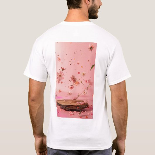 Rosa Blumenholz Hintergrund T - Shirt (Rückseite)