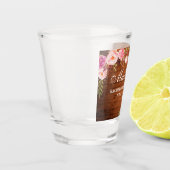 Rosa Blumenholz Junggeselinnen-Abschied Schnapsglas (Links)