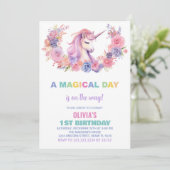 Rosa Blumenhorn Einladung zum Geburtstag (Stehend Vorderseite)