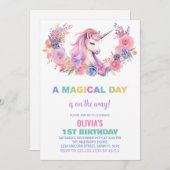 Rosa Blumenhorn Einladung zum Geburtstag (Vorne/Hinten)