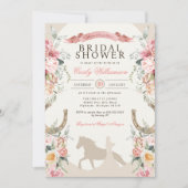 Rosa Blumenhorn Ranch Western Brautparty Einladung (Vorderseite)
