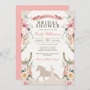 Rosa Blumenhorn Ranch Western Brautparty Einladung