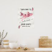 Rosa Blumenhut Derby Brautparty Begrüßungsuntersch Poster (Küche)