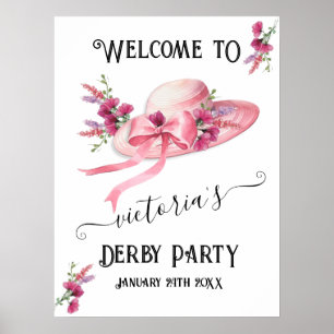 Rosa Blumenhut Derby Brautparty Begrüßungsuntersch Poster