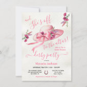 Rosa Blumenhut Derby Brautparty Einladung (Vorderseite)