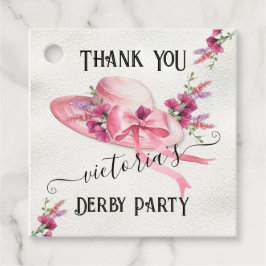 Rosa Blumenhut Derby Brautparty Geschenkanhänger