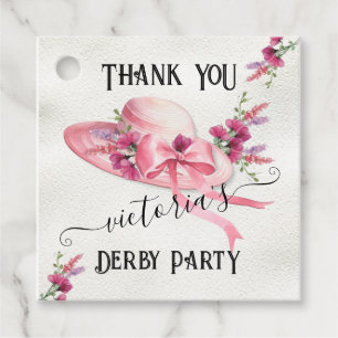Rosa Blumenhut Derby Brautparty Geschenkanhänger