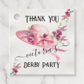 Rosa Blumenhut Derby Brautparty Geschenkanhänger (Vorderseite)