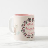 Rosa Blumenkaffeetasse | Süßes, Mädchenhaftes Kera Zweifarbige Tasse (Vorderseite Links)