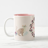 Rosa Blumenkaffeetasse | Süßes, Mädchenhaftes Kera Zweifarbige Tasse (Links)