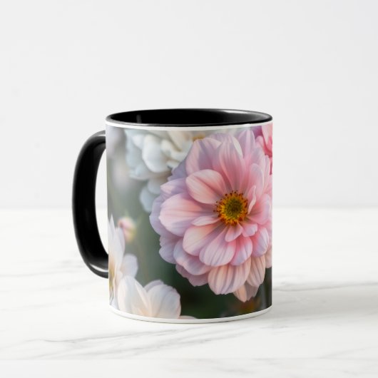 Rosa Blumenkaffeetasse Tasse (Vorderseite Links)