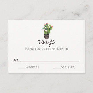 Rosa Blumenkaktus - RSVP-Karte RSVP Karte