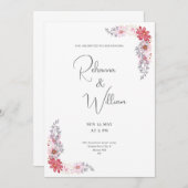 Rosa Blumenkarte Einladung (Vorne/Hinten)