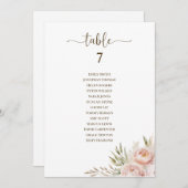 Rosa Blumenkarte für die Hochzeitssitze der Tischn Einladung (Vorne/Hinten)