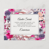 Rosa Blumenkarte Postkarte (Rückseite)