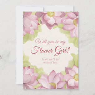 Rosa Blumenkarte 'Wirst du meine Blumenmädchen sei Einladung